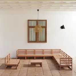 12-Daļīgs Dārza Atpūtas Mēbeļu Komplekts, Brūns Priedes Koks Vidaxl