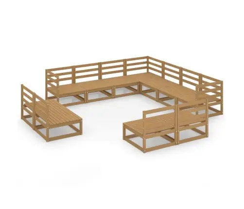 Sodo Poilsio Baldų Komplektas, 11 Dalių, Rudas, Pušies Masyvas