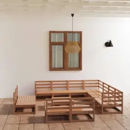 12-Daļīgs Dārza Atpūtas Mēbeļu Komplekts, Brūns Priedes Koks Vidaxl