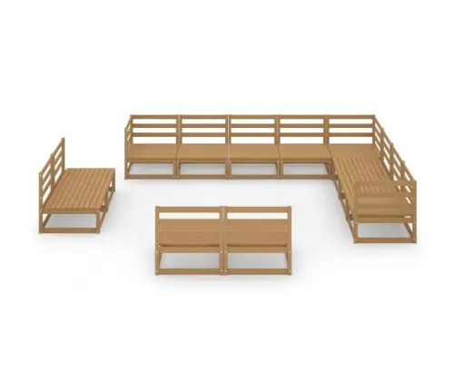 Sodo Poilsio Baldų Komplektas, 12 Dalių, Rudas, Pušies Masyvas