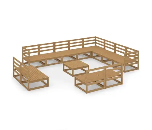 13-Daļīgs Dārza Atpūtas Mēbeļu Komplekts, Brūns Priedes Koks Vidaxl