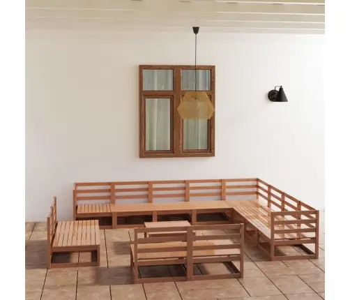 13-Daļīgs Dārza Atpūtas Mēbeļu Komplekts, Brūns Priedes Koks Vidaxl