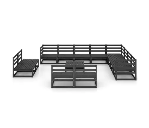 13-Osaline Aiamööblikomplekt, Must, Tugev Männipuit