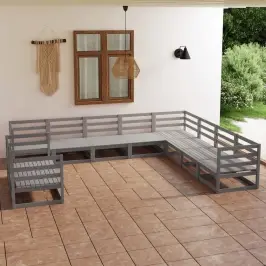 10-Osaline Aiamööbli Komplekt, Hall, Männipuit