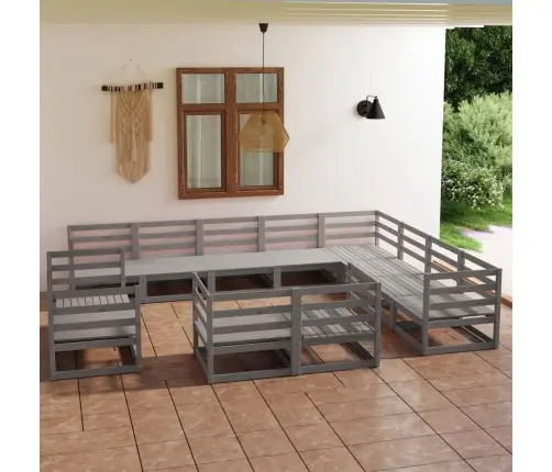 12-Osaline Aiamööbli Komplekt, Hall, Männipuit