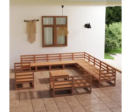 14-Daļīgs Dārza Atpūtas Mēbeļu Komplekts, Priedes Masīvkoks Vidaxl