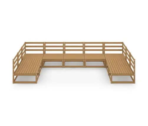 Sodo Poilsio Baldų Komplektas, 9 Dalių, Pušies Medienos Masyvas