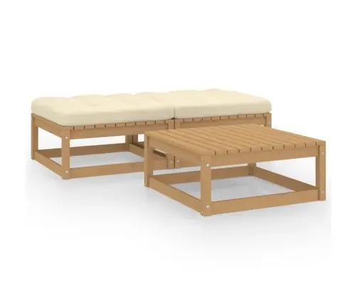 3-Daļīgs Dārza Atpūtas Mēbeļu Komplekts Ar Matračiem, Priede Vidaxl