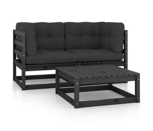 3-Daļīgs Dārza Atpūtas Mēbeļu Komplekts Ar Matračiem, Priede Vidaxl