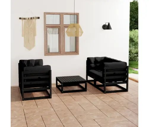 5-Daļīgs Dārza Atpūtas Mēbeļu Komplekts Ar Matračiem, Priede Vidaxl