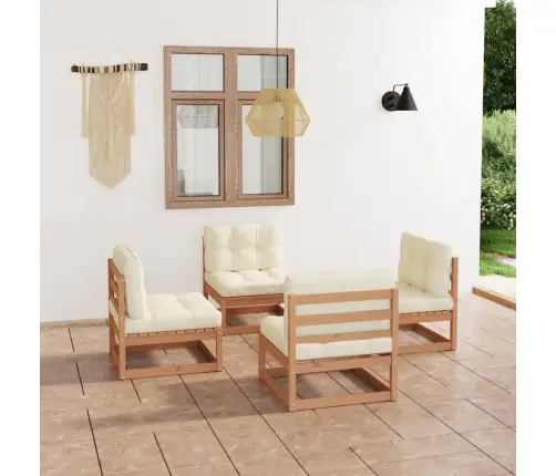 4-Daļīgs Dārza Atpūtas Mēbeļu Komplekts Ar Matračiem, Priede Vidaxl