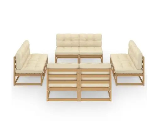 8-Osaline Aiamööblikomplekt Istmepadjaga Toekas Männipuit