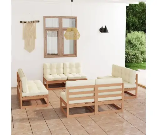 8-Osaline Aiamööblikomplekt Istmepadjaga Toekas Männipuit