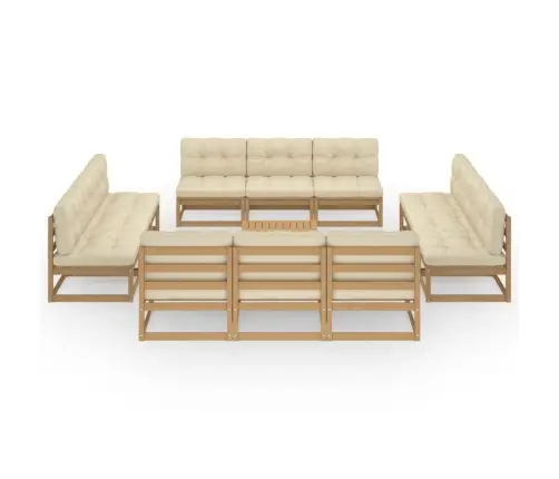 13-Daļīgs Dārza Atpūtas Mēbeļu Komplekts Ar Matračiem, Priede Vidaxl