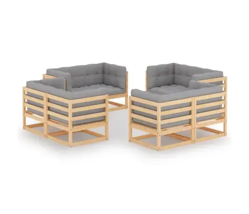 8-Daļīgs Dārza Atpūtas Mēbeļu Komplekts Ar Matračiem, Priede Vidaxl