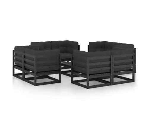 9-Osaline Aiamööbli Komplekt Istmepatjadega, Toekas Männipuit