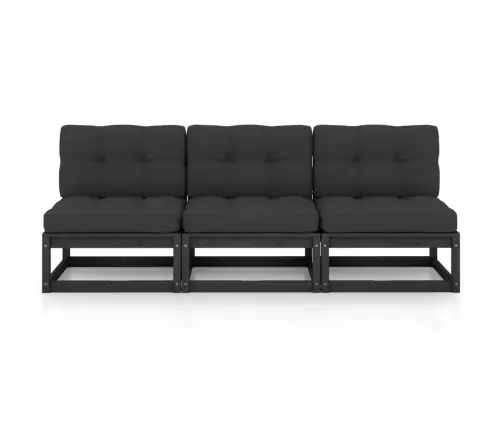 Trivietė Sofa Su Pagalvėlėmis, Pušies Medienos Masyvas