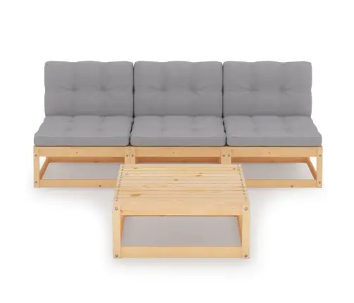 4-Daļīgs Dārza Atpūtas Mēbeļu Komplekts Ar Matračiem, Priede Vidaxl