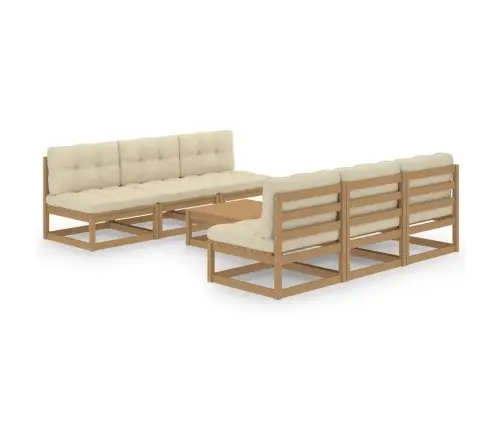 7-Daļīgs Dārza Atpūtas Mēbeļu Komplekts Ar Matračiem, Priede Vidaxl