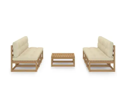 7-Daļīgs Dārza Atpūtas Mēbeļu Komplekts Ar Matračiem, Priede Vidaxl