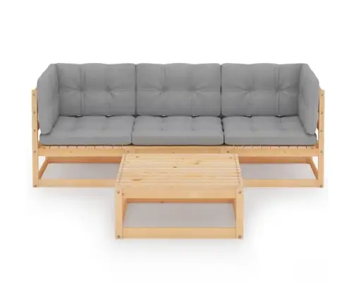 4-Osaline Aiamööblikomplekt Istmepatjadega, Männipuit