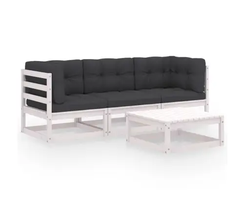 4-Daļīgs Dārza Atpūtas Mēbeļu Komplekts Ar Matračiem, Priede Vidaxl