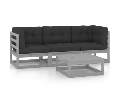 4-Daļīgs Dārza Atpūtas Mēbeļu Komplekts Ar Matračiem, Priede Vidaxl