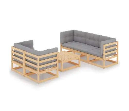 6-Daļīgs Dārza Atpūtas Mēbeļu Komplekts Ar Matračiem, Priede Vidaxl