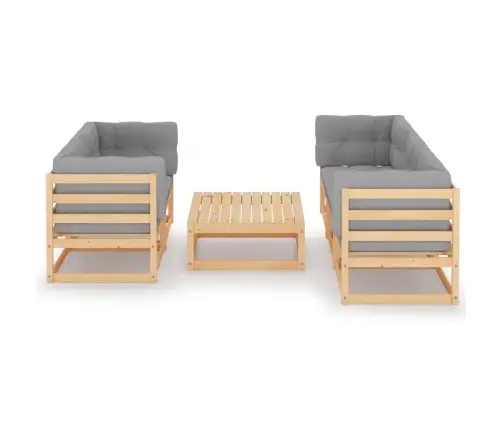 6-Daļīgs Dārza Atpūtas Mēbeļu Komplekts Ar Matračiem, Priede Vidaxl