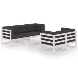 6-Osaline Aiamööbli Komplekt Istmepatjadega, Männipuit