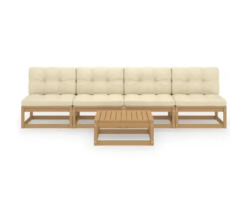 5-Daļīgs Dārza Atpūtas Mēbeļu Komplekts Ar Matračiem, Priede Vidaxl