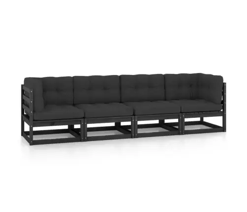 Četrvietīgs Dārza Dīvāns Ar Matračiem, Priedes Masīvkoks Vidaxl