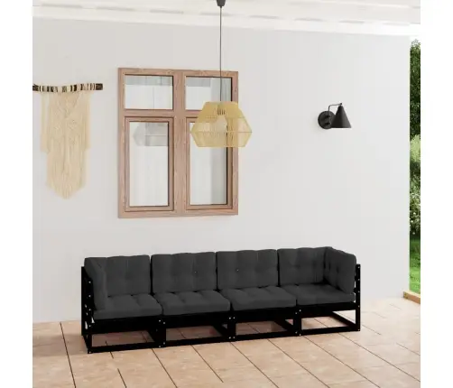Četrvietīgs Dārza Dīvāns Ar Matračiem, Priedes Masīvkoks Vidaxl
