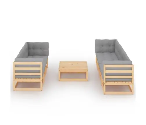 8-Osaline Aiamööblikomplekt Istmepadjaga Toekas Männipuit