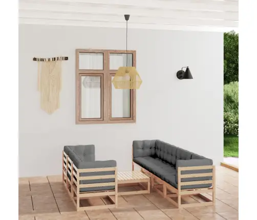 8-Osaline Aiamööblikomplekt Istmepadjaga Toekas Männipuit