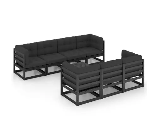 8-Daļīgs Dārza Atpūtas Mēbeļu Komplekts Ar Matračiem, Priede Vidaxl