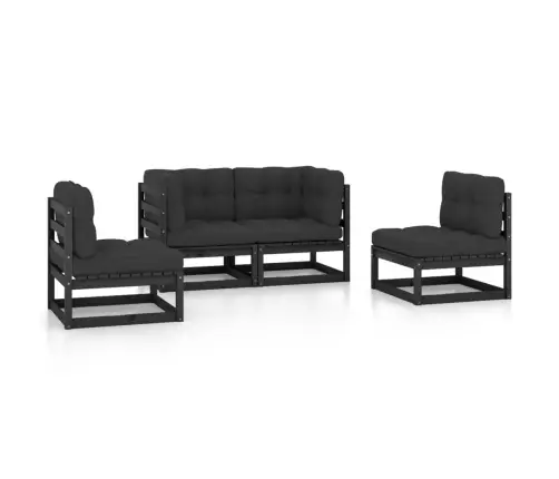 4-Daļīgs Dārza Atpūtas Mēbeļu Komplekts Ar Matračiem, Priede Vidaxl