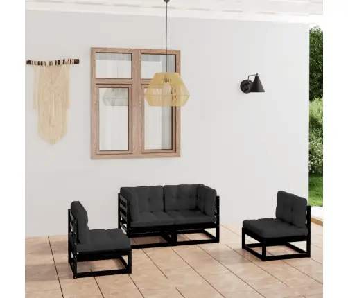 4-Daļīgs Dārza Atpūtas Mēbeļu Komplekts Ar Matračiem, Priede Vidaxl