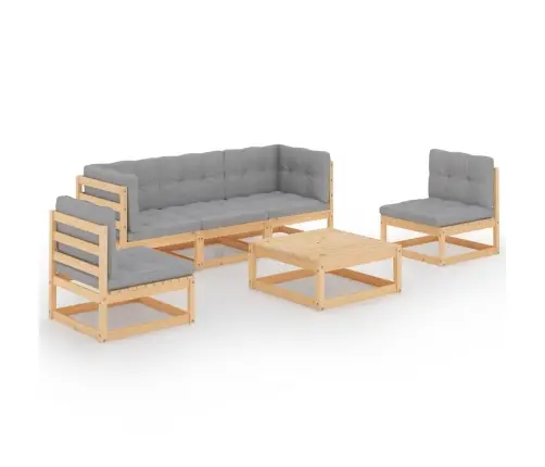 6-Daļīgs Dārza Atpūtas Mēbeļu Komplekts Ar Matračiem, Priede Vidaxl