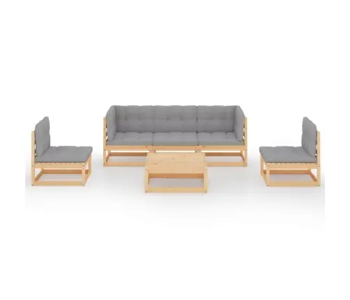 6-Daļīgs Dārza Atpūtas Mēbeļu Komplekts Ar Matračiem, Priede Vidaxl