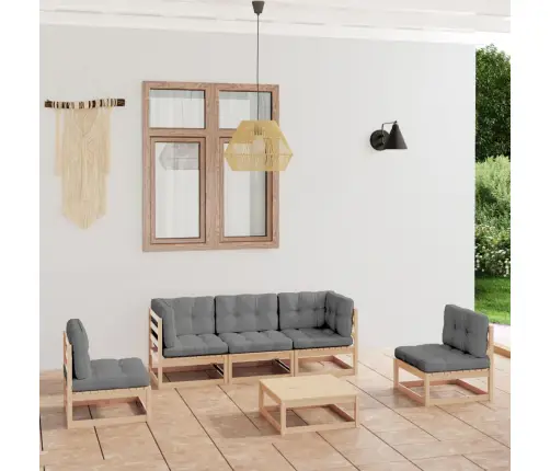 6-Daļīgs Dārza Atpūtas Mēbeļu Komplekts Ar Matračiem, Priede Vidaxl