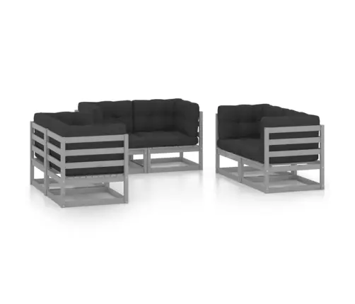 6-Daļīgs Dārza Atpūtas Mēbeļu Komplekts Ar Matračiem, Priede Vidaxl