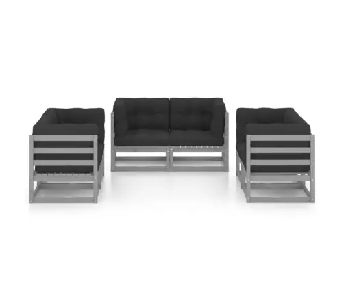 6-Daļīgs Dārza Atpūtas Mēbeļu Komplekts Ar Matračiem, Priede Vidaxl