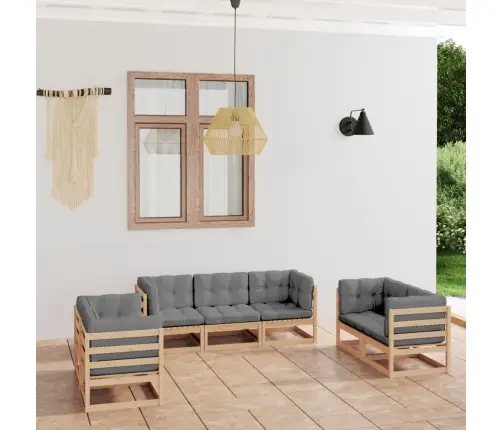 7-Osaline Aiamööbli Komplekt Istmepatjadega, Toekas Männipuit