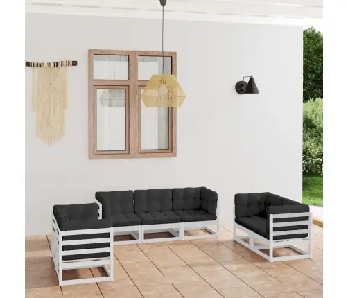 7-Osaline Aiamööbli Komplekt Istmepatjadega, Toekas Männipuit