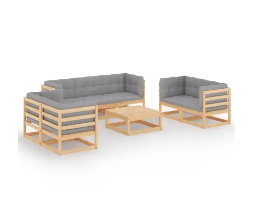 8-Daļīgs Dārza Atpūtas Mēbeļu Komplekts Ar Matračiem, Priede Vidaxl