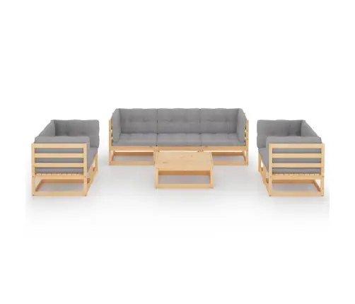 8-Daļīgs Dārza Atpūtas Mēbeļu Komplekts Ar Matračiem, Priede Vidaxl