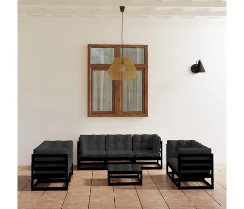 8-Daļīgs Dārza Atpūtas Mēbeļu Komplekts Ar Matračiem, Priede Vidaxl