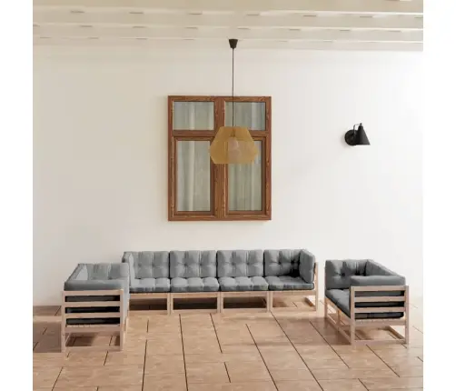 8-Daļīgs Dārza Atpūtas Mēbeļu Komplekts Ar Matračiem, Priede Vidaxl