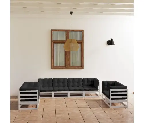 8-Daļīgs Dārza Atpūtas Mēbeļu Komplekts Ar Matračiem, Priede Vidaxl